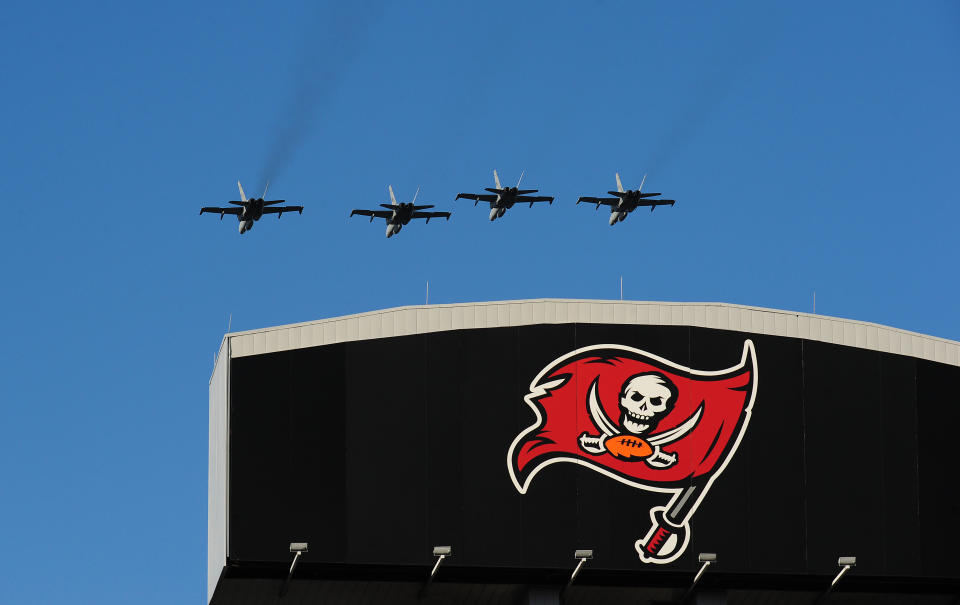 A flyover at Raymond James Stadium 