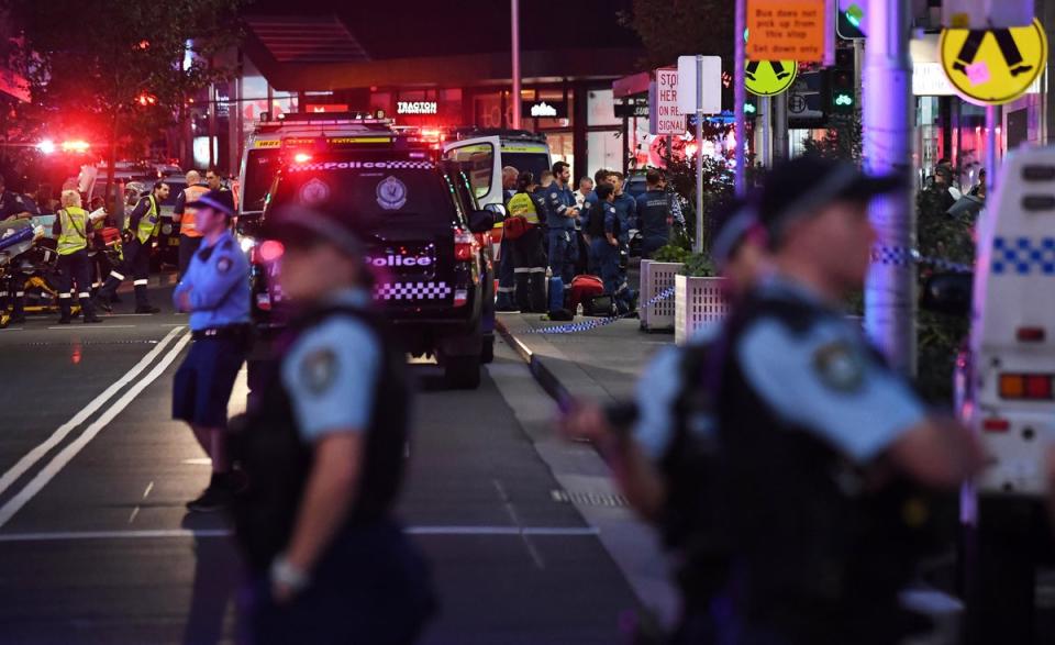Emergency services at Bondi Junction following Cauchi’s deadly attack (EPA)