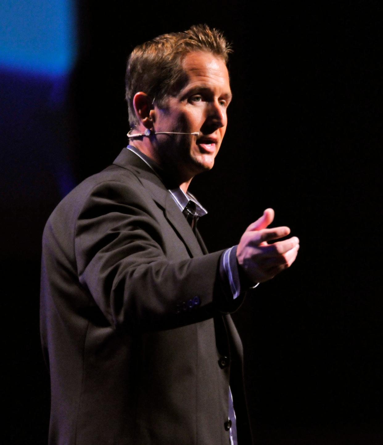 Celebration Church founder and pastor Stovall Weems speaks to the congregation during a 2008 service that celebrated the 10th anniversary of the church.