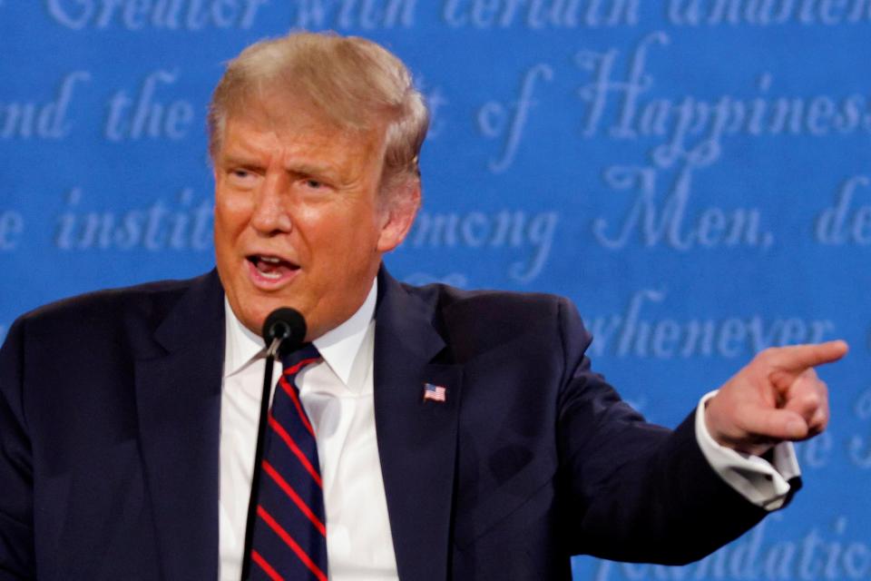  President Donald Trump speaks during the first 2020 presidential campaign debate with Democratic presidential nominee Joe Biden, held on the campus of the Cleveland Clinic at Case Western Reserve University in Cleveland, Ohio, 29 September 2020 ((REUTERS))