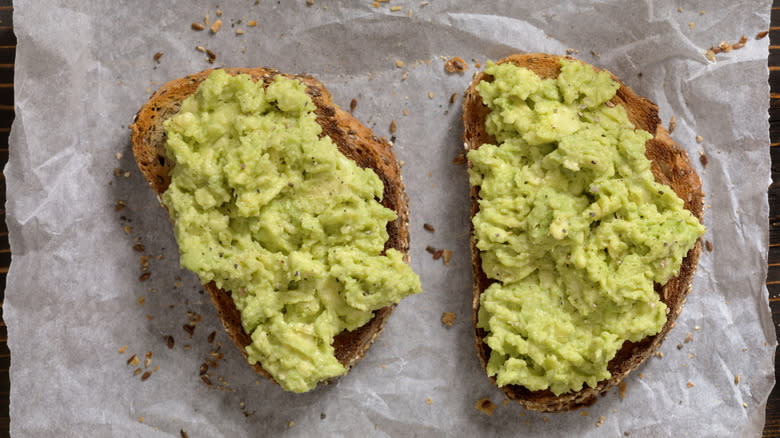 Avocado toast on paper