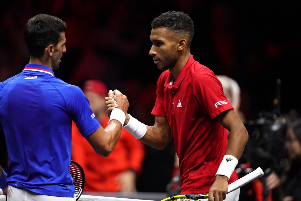 Felix Auger-Aliassime got the better of Novak Djokovic to put Team World 10-8 up against Team Europe (John Walton/PA) (PA Wire)