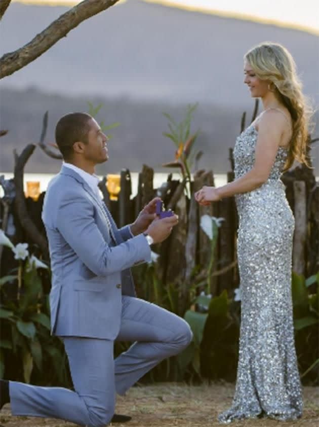 Blake Garvey proposing to Sam Frost in 2014. Source: Channel 10