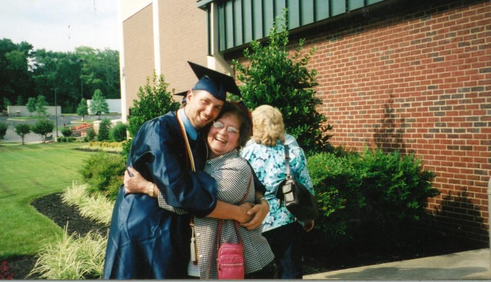 Charlene Murphey, 75, of Gallatin, hugs her grandson, Allen Murphey, as he graduates from Nashville Auto Diesel College in the mid-2000s. Charlene Murphey died from a medication error at Vanderbilt University Medical Center in December 2017.