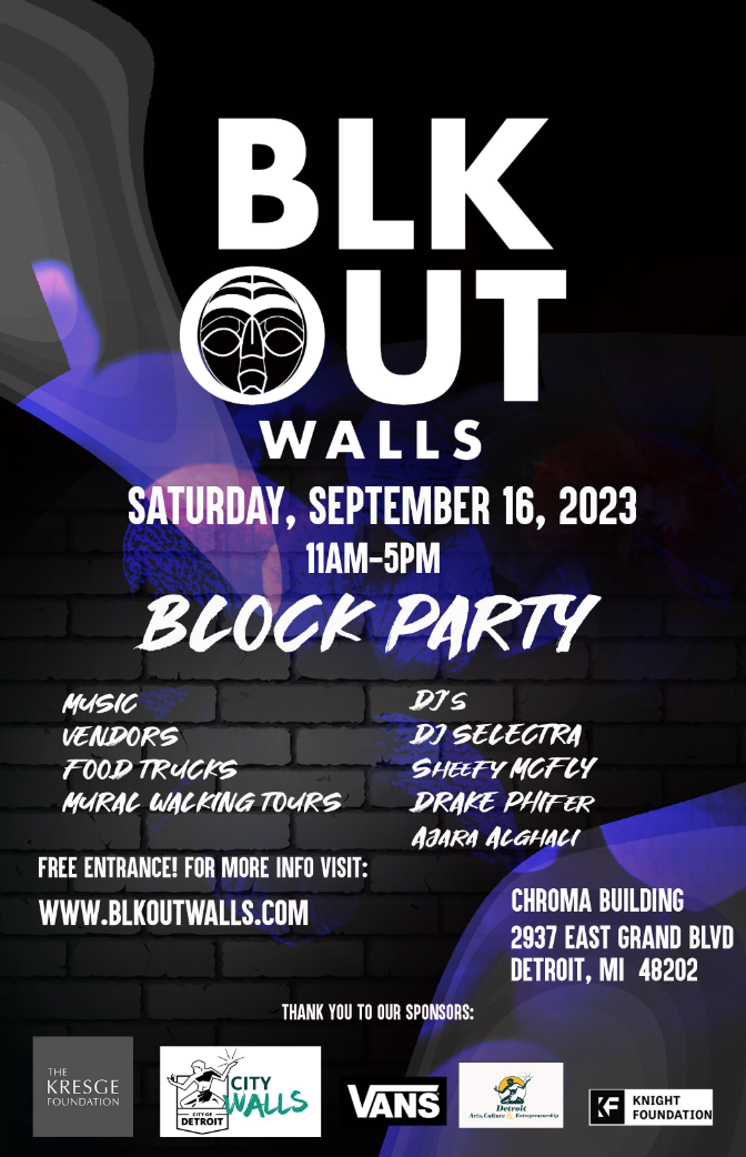 The BLKOUT Walls Mural Festival is a Black-led, immersive art event held bi-annually in Detroit. A block party on Saturday, Sept. 16, 2023, will showcase over 20 new murals artists have been working for a week.