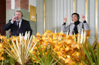 Peace Prize winners Russian journalist Dmitry Muratov, left and Philippines' journalist Maria Ressa sit, during a press conference, at the Nobel Institute, a day prior to the award ceremony, in Oslo, Norway, Thursday, Dec. 9, 2021. (Torstein Boe/Pool Photo via AP)