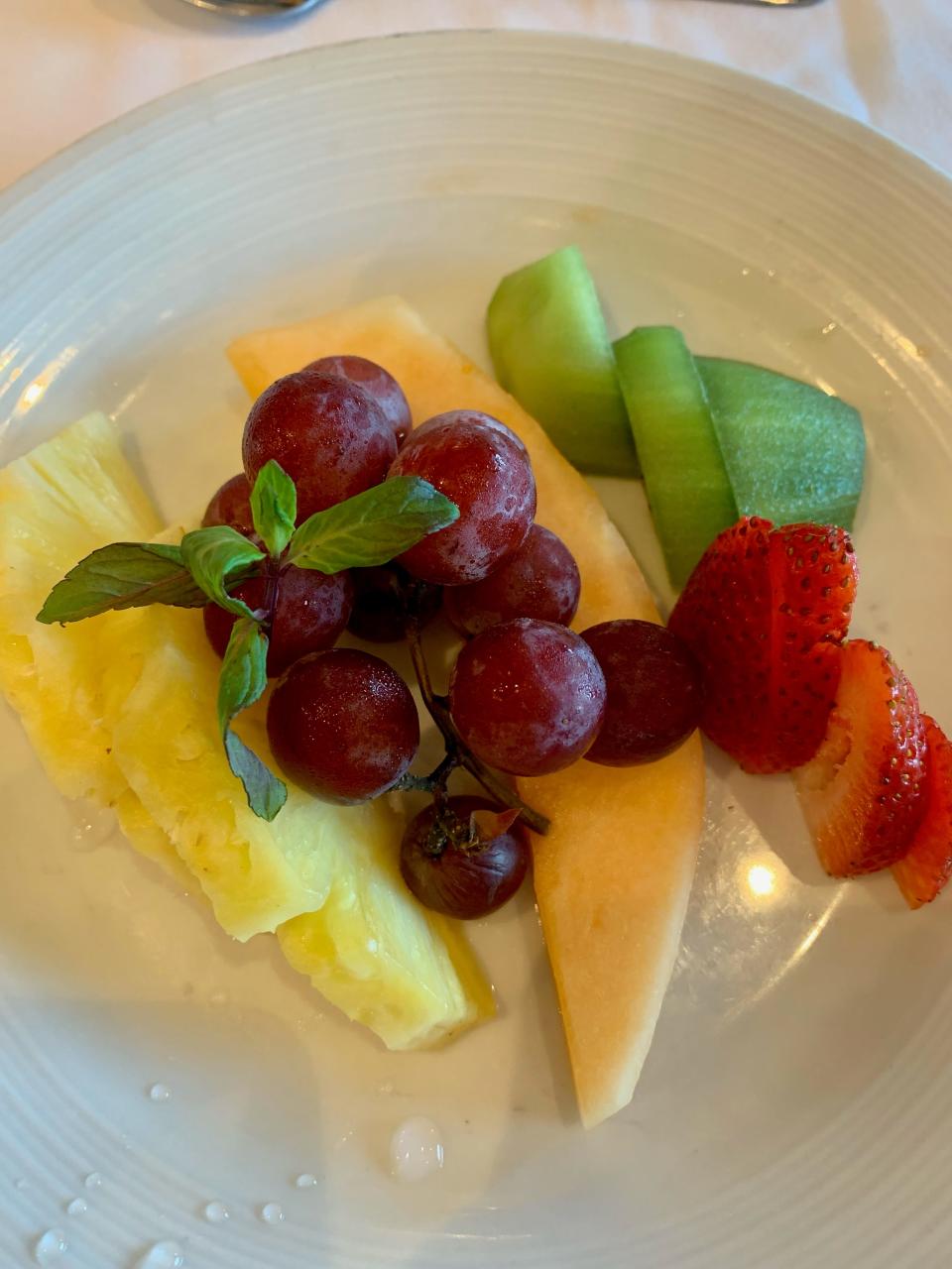 Fruit plate at breakfast on Royal Caribbean's Adventure of the Seas.