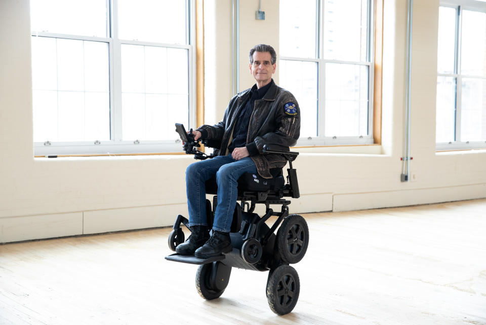 Dean Kamen, inventor of the iBOT personal mobility device, poses for a portrait with the iBOT, on May 3, 2021, at the Mobius Mobility space, in Manchester, New Hampshire.  (Kayana Szymczak for Yahoo News)



