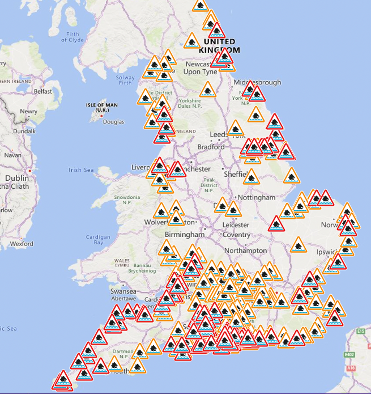 England flood warnings (Environment Agency)