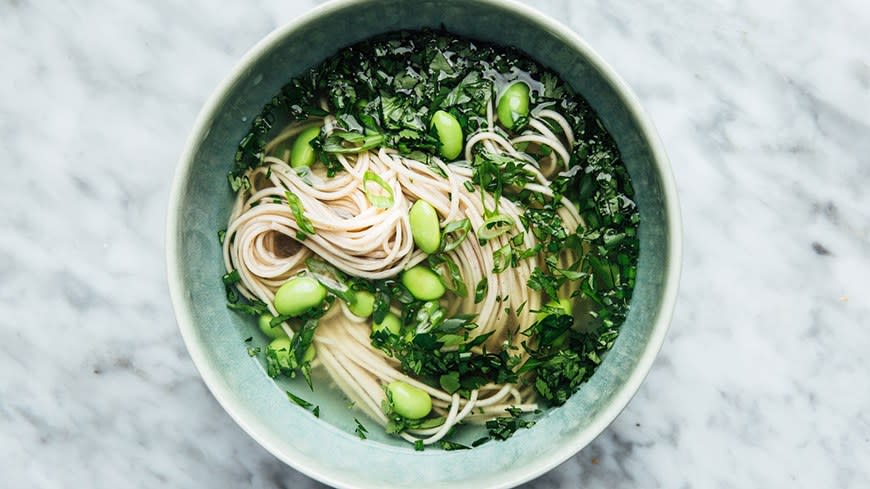 Green Miso Soup With Soba from Bon Appétit