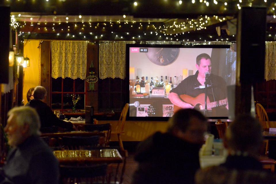 Sean Brennan performed virtually at O'Shea's Olde Inne in West Dennis during the pandemic. The answer to keeping live Irish music there was a 100-foot screen and a live stream but now O'Shea's celebrates St. Patrick's Day in person with a line-up of three bands for March 17.