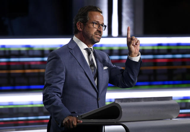 Bloc Quebecois Leader Yves-Francois Blanchet speaks during the federal election English-language Leaders debate in Gatineau, Quebec, Canada on September 9, 2021. (Photo by Justin Tang / POOL / AFP) (Photo by JUSTIN TANG/POOL/AFP via Getty Images)