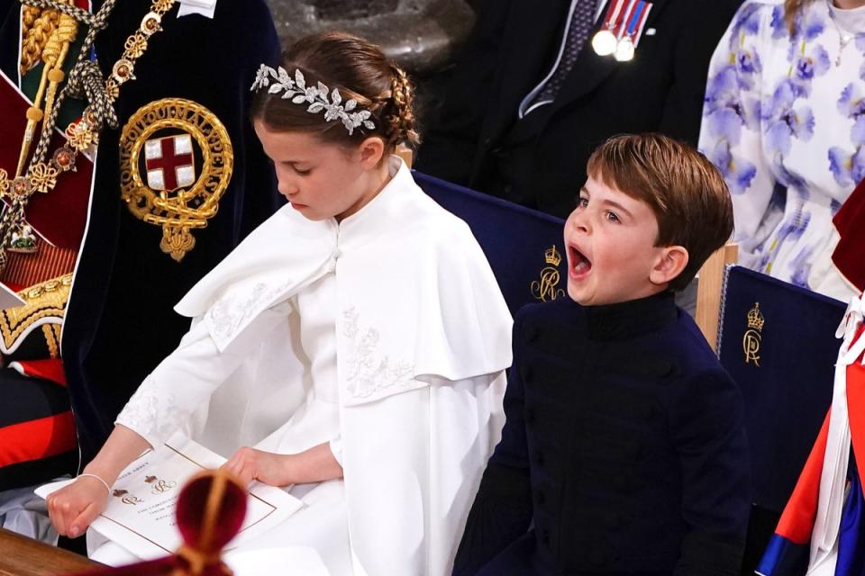 Princess Charlotte and Prince Louis at the coronation ceremony of King Charles III and Queen Camilla (PA)