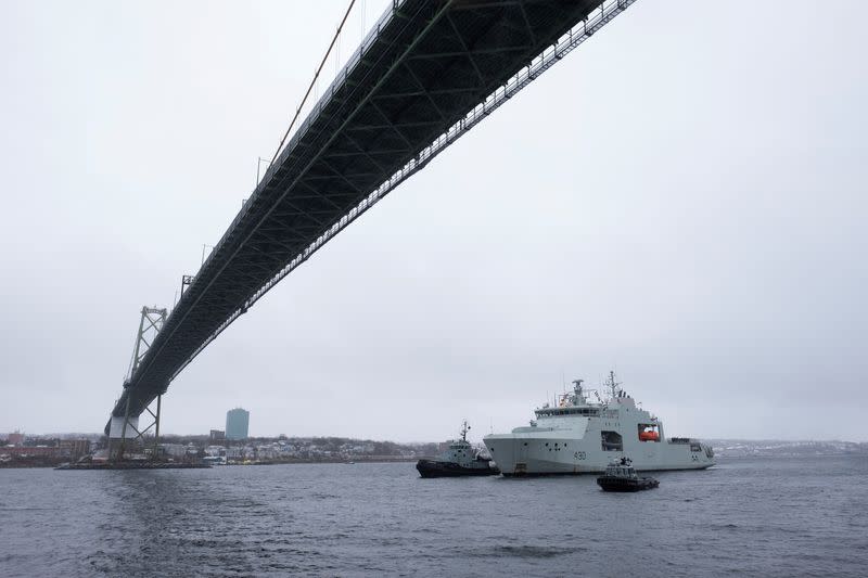 FILE PHOTO: The Royal Canadian Navy's offshore patrol vessel HMCS Harry DeWolf returns to its home port of Halifax