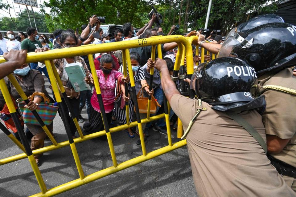 Sri Lankan economy has “completely collapsed”, leaving it unable to buy imported fuel, the country’s prime minister has said  (AFP via Getty Images)