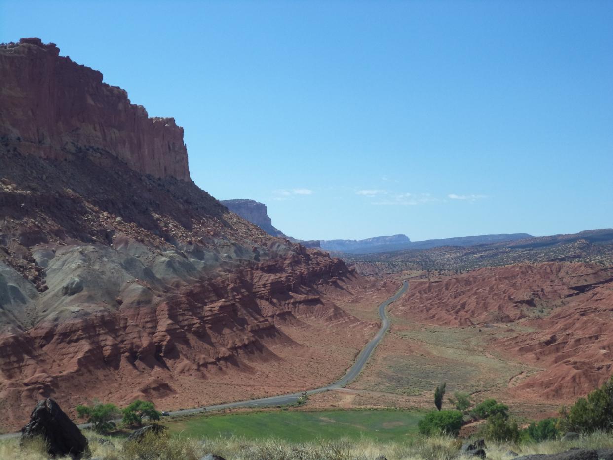 Scenic Drive can be spotted from Capitol Reef's Fremont Gorge Overlook.