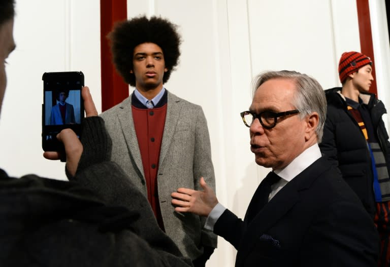 US designer Tommy Hilfiger talks about his creations during the New York Men's Fashion Week, on February 3, 2016