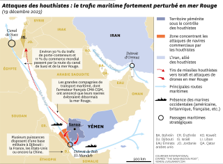 COURRIER INTERNATIONAL. SOURCES : “THE WASHINGTON POST”, YEMEN.LIVEUAMAP.COM