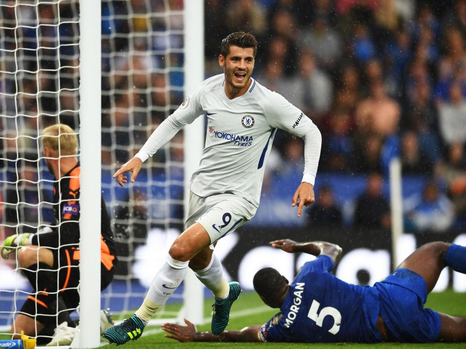 Alvaro Morata scored Chelsea's opening goal in the win over Leicester City: Getty