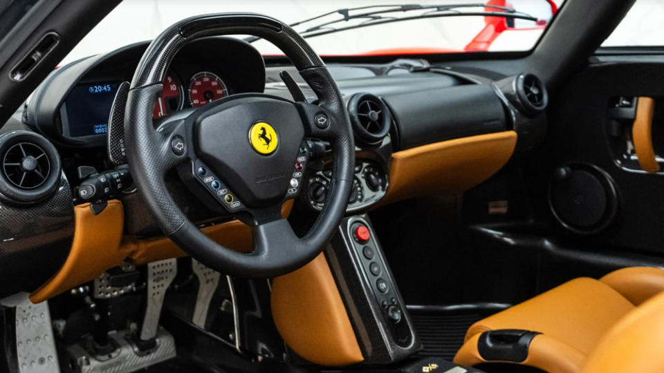The interior of a 2004 Ferrari Enzo.