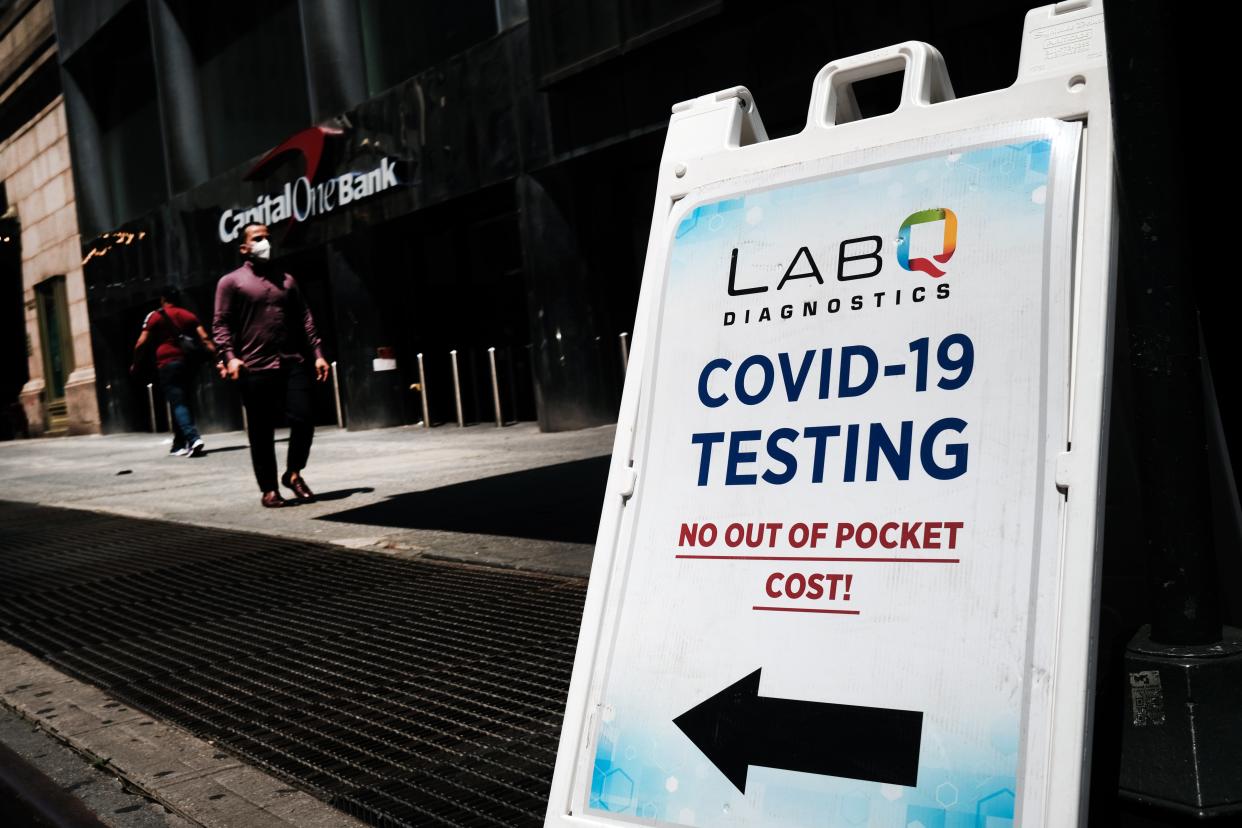 A Covid-19 testing station outside of Grand Central Terminal in Manhattan on July 27 (Getty Images)