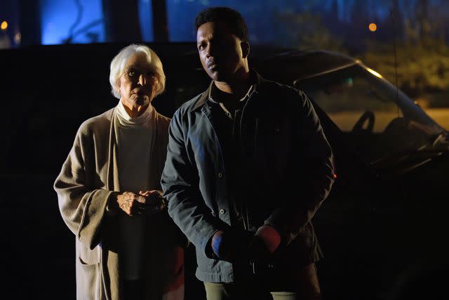 <p>Anne Marie Fox/Universal Pictures</p> Chris MacNeil (Ellen Burstyn) and Victor Fielding (Leslie Odom, Jr.) in The Exorcist: Believer, directed by David Gordon Green.