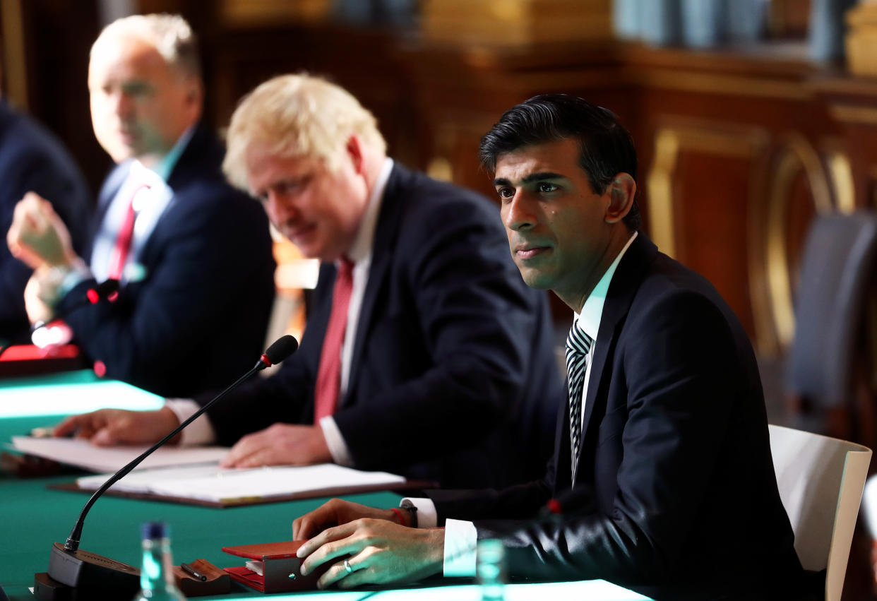 Britain's chancellor of the exchequer Rishi Sunak, right, during a cabinet meeting. Photo: Photo by Simon Dawson/Pool/AFP via Getty Images