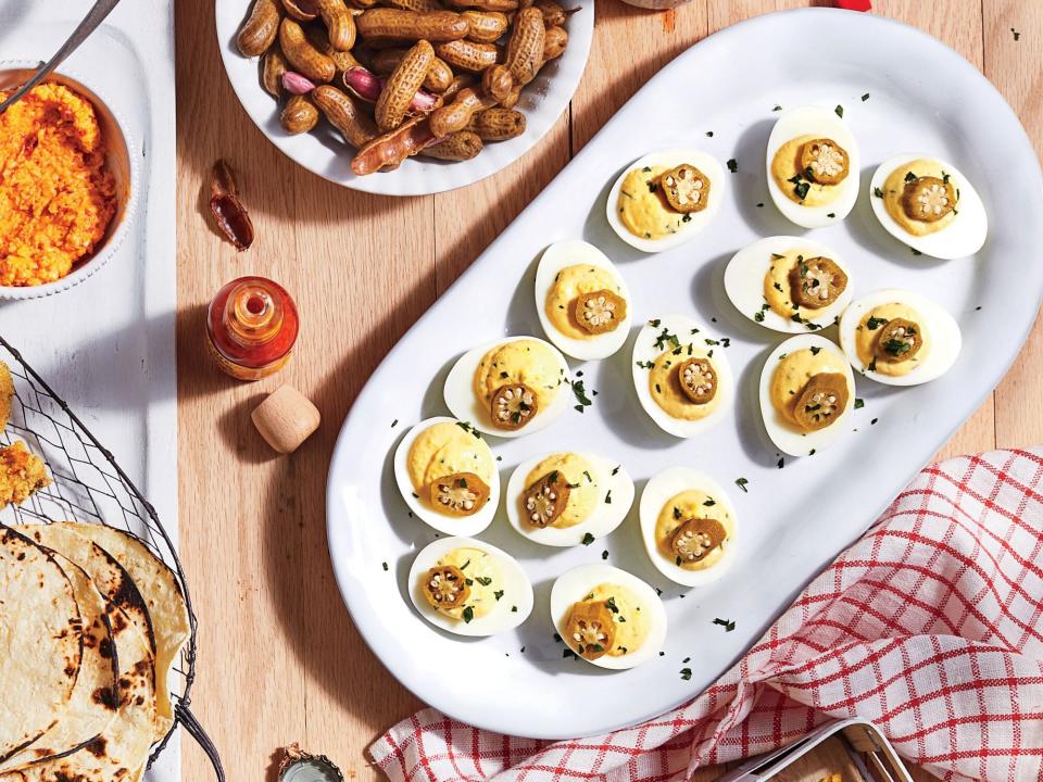 Deviled Eggs with Pickled Okra Recipe