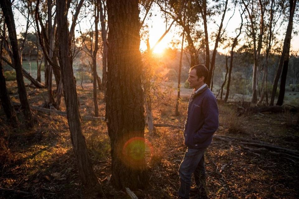 <span class="caption">Bush Heritage ecologist Dr Matt Appleby at Tarcutta Hills Reserve, Wiradjuri Country, NSW.</span> <span class="attribution"><span class="source">Annette Ruzicka</span></span>
