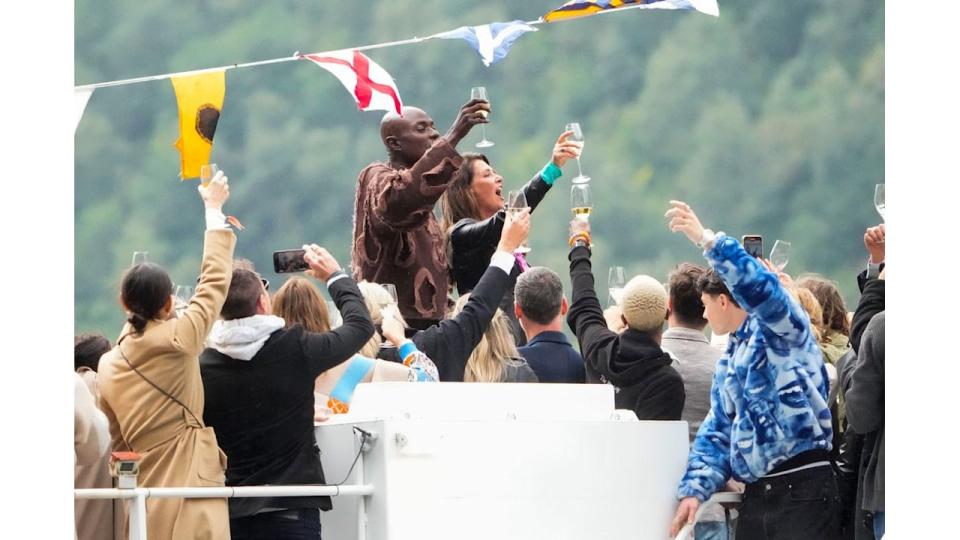 Princess Martha Louise and Durek Verrett and guests on their way to the wedding celebration in Geiranger