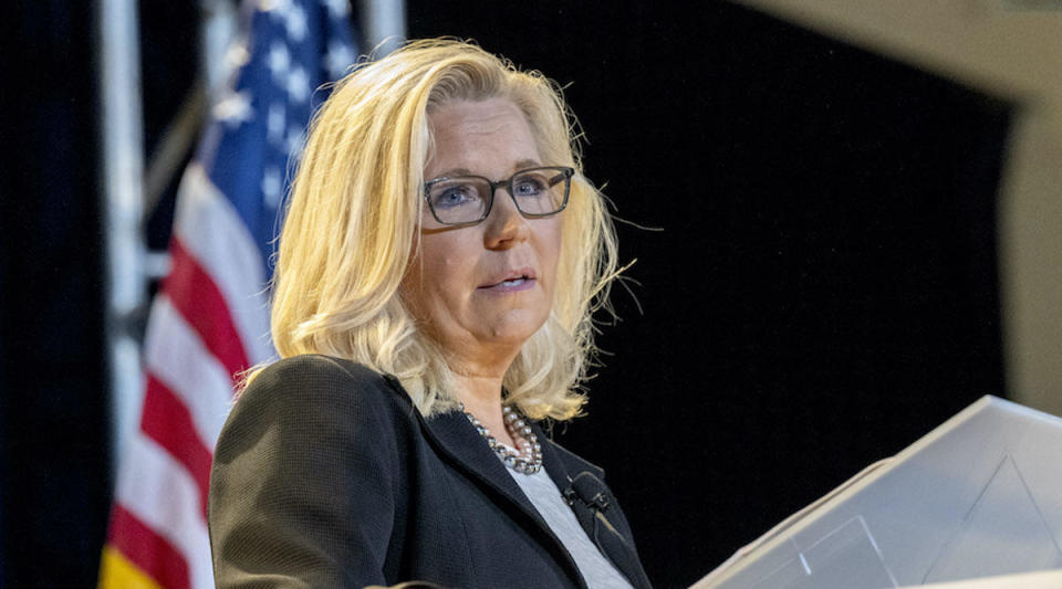 Congresswoman Liz Cheney speaks at the Ronald Reagan Presidential Library in Simi Valley Wednesday, June 29, 2022. / Credit: Hans Gutknecht/MediaNews Group/Los Angeles Daily News via Getty Images