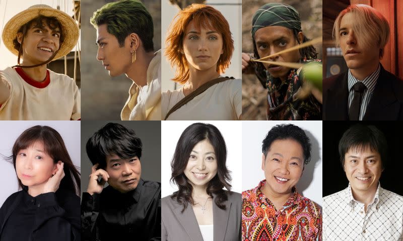▲田中真弓（左一下）為伊納基戈多伊（左一上）主演的《航海王》配音日文版「魯夫」。（圖／Netflix）
