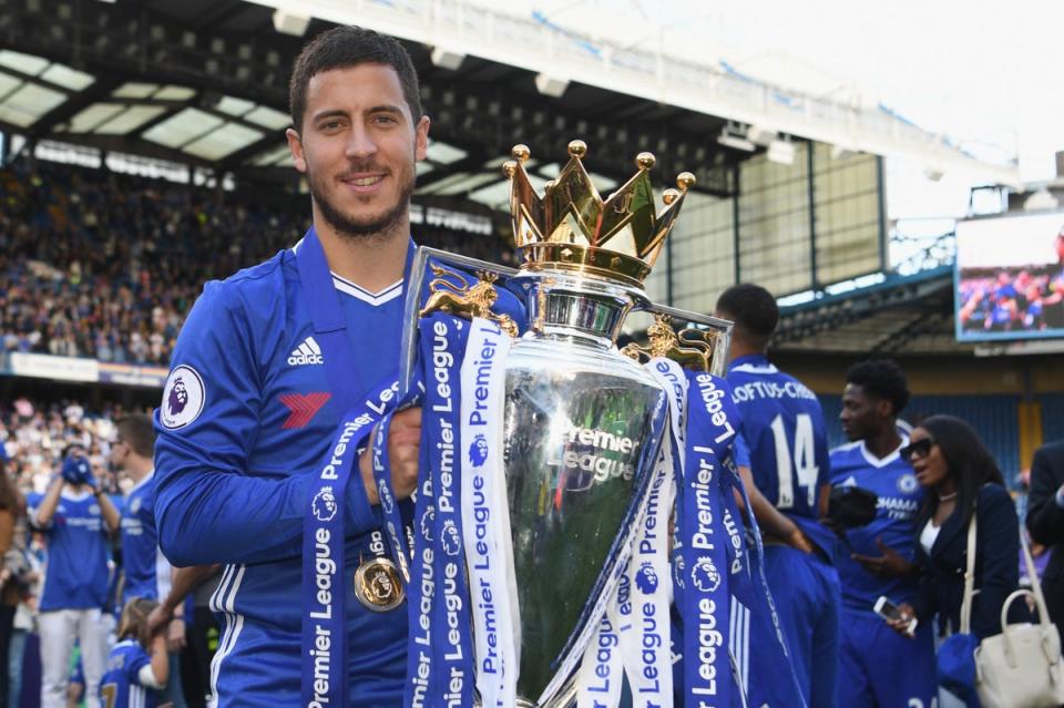 Blues legend: Hazard won plenty of major trophies at Chelsea, including two League titles (Getty Images)