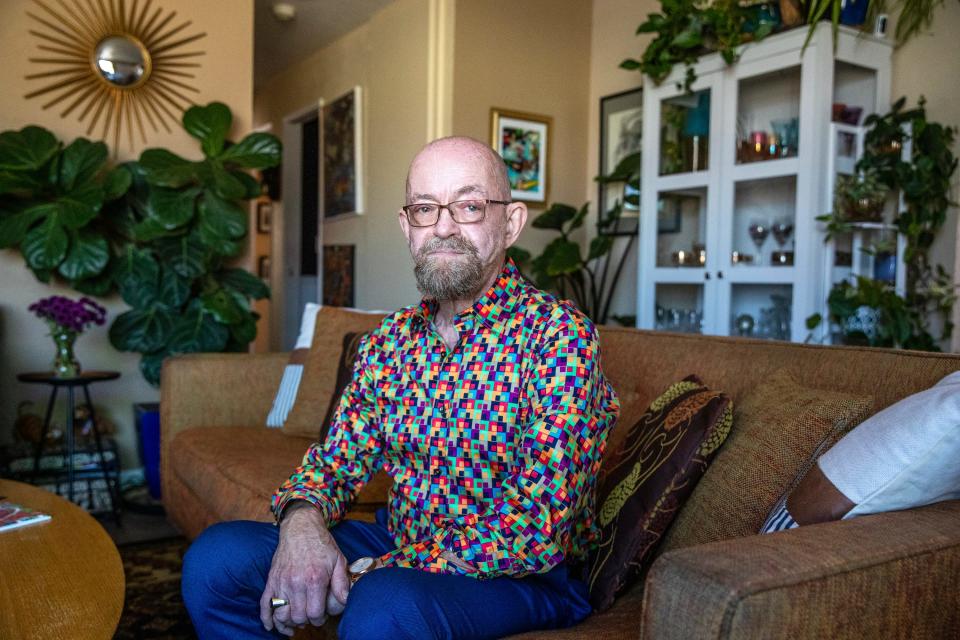 Paul Edmonds, 67, photographed inside his Desert Hot Springs, California, home on April 6, 2023, is one of five people cured of HIV after undergoing a stem cell transplant.