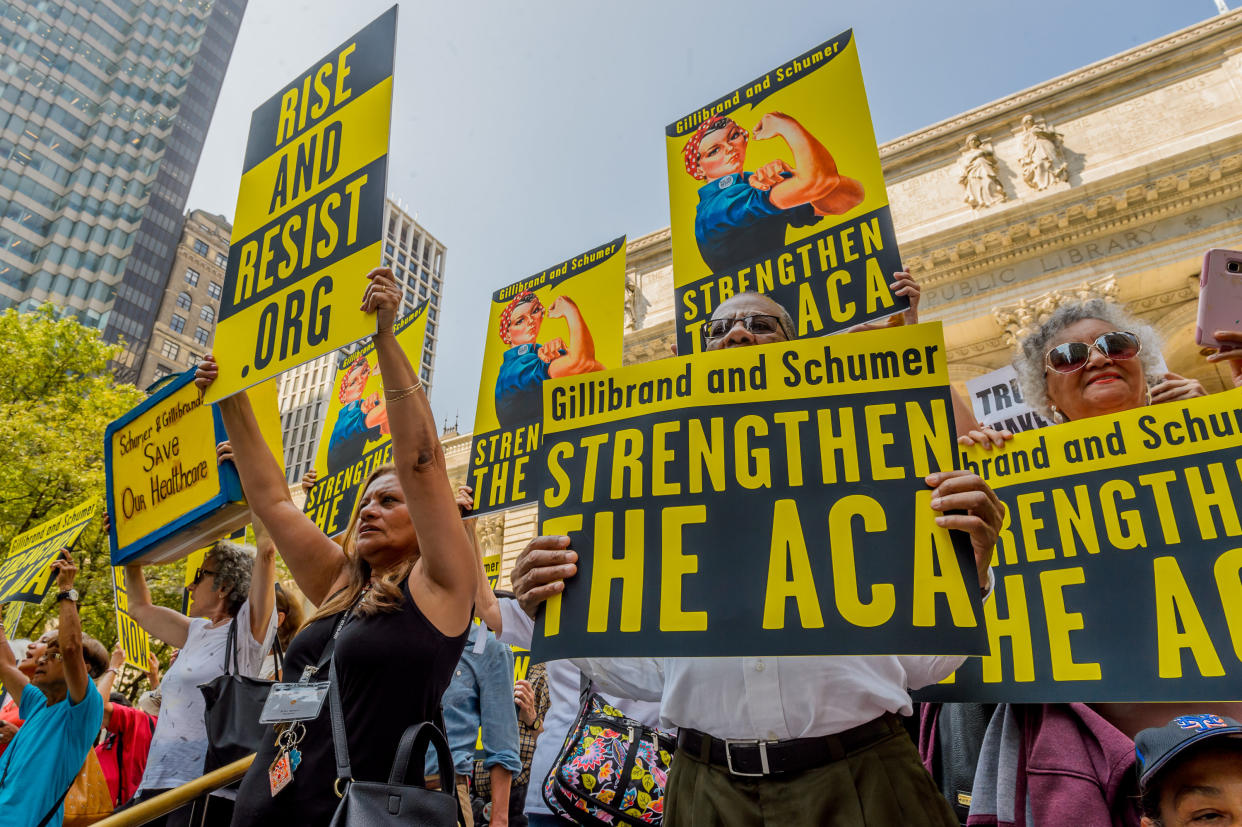 Activists calling for the strengthening of the Affordable Care Act marched in New York City on September 5, 2017.&nbsp; (Photo: Pacific Press/Getty Images)