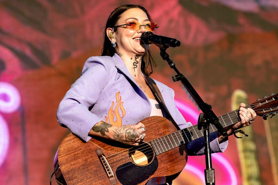 <p>Timothy Norris/Getty</p> Elle King performs during the Stagecoach Festival on April 26, 2024