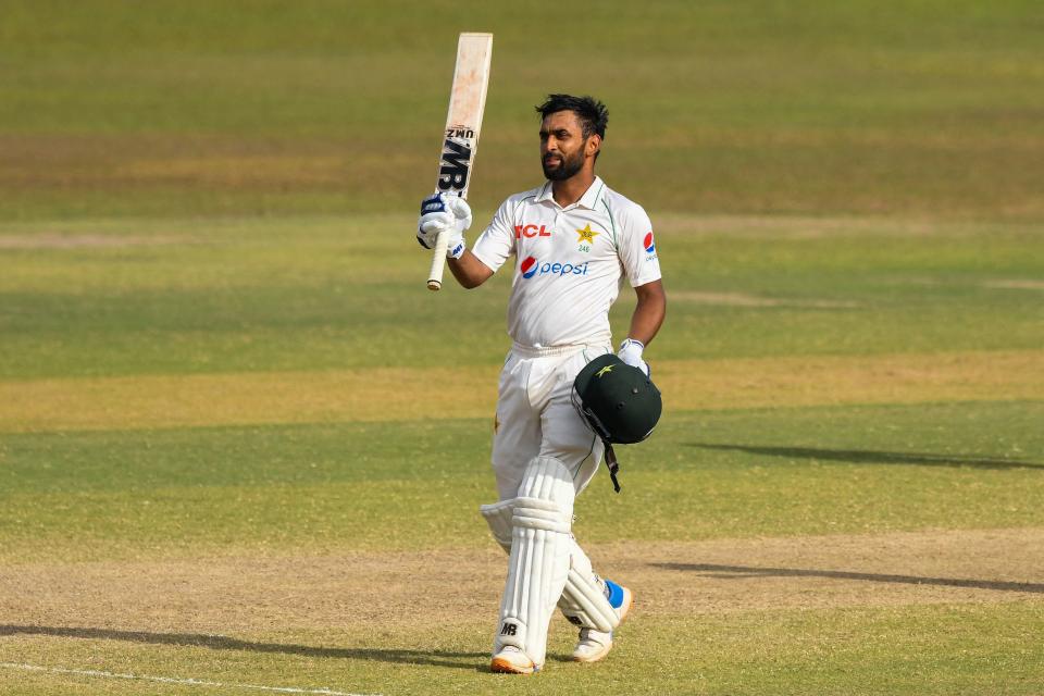 Abdullah Shafique, pictured here after scoring a century in the first Test against Sri Lanka.