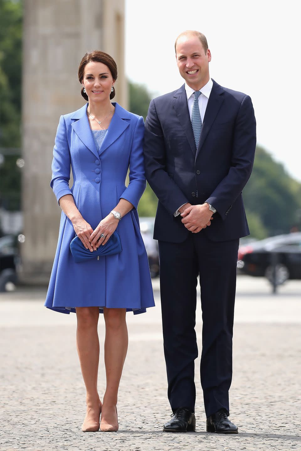 <p>In a Catherine Walker coat and nude Gianvito Rossi pumps while in Berlin. </p>