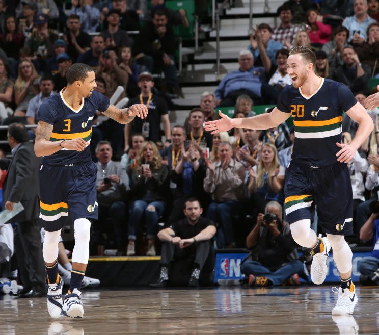 The free-agent fates of George Hill and Gordon Hayward seem to be intertwined. (Getty Images)