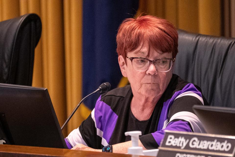 Phoenix District 3 Councilmember Debra Stark attends a City Council meeting in Phoenix April 19, 2023.