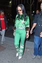 <p>In an emerald embroidered tracksuit by Gucci while out in New York City </p>