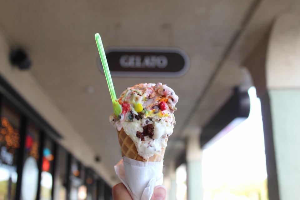 Between frozen and slightly molten lies a zone usually found only heaven ... or in a waffle cone with M&M gelato from Matty's Gelato Factory in Juno Beach.