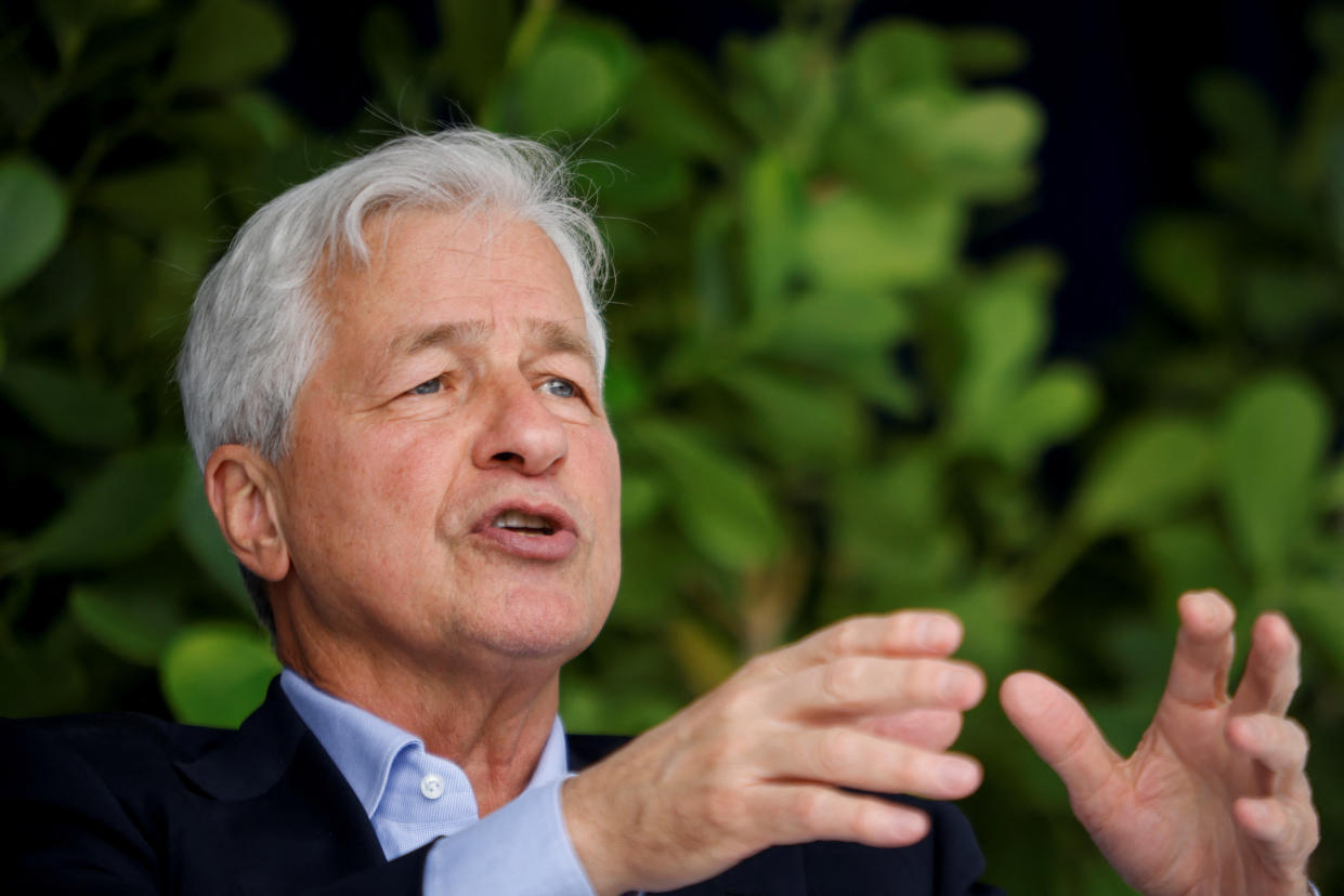 Jamie Dimon, Chairman of the Board and Chief Executive Officer of JPMorgan Chase & Co., speaks during the event Chase for Business The Experience - Miami hosted by JP Morgan Chase Bank for small business owners at The Wharf in Miami, Florida, U.S., February 8, 2023. REUTERS/Marco Bello