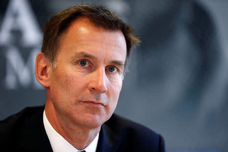 Britain's Foreign Secretary Jeremy Hunt attends a news conference on media freedom as part of the G7 Foreign Ministers' meeting in Dinard, France, April 5, 2019. REUTERS/Stephane Mahe