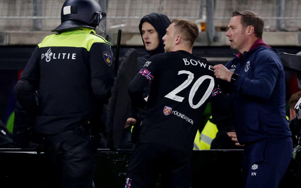 Supporters attack relatives of West Ham United players during the Conference League match between AZ Alkmaar v West Ham United at the AFAS Stadium on May 18, 2023 in Alkmaar Netherlands - Getty Images/Angelo Blankespoor