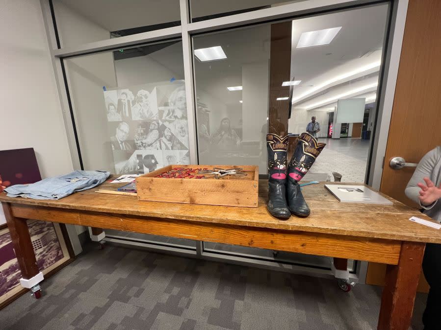 The original beer table that guests at Austin City Limits TV show could pick up free beer from at the show’s tapings back in the day. (KXAN Photo/Abigail Jones)