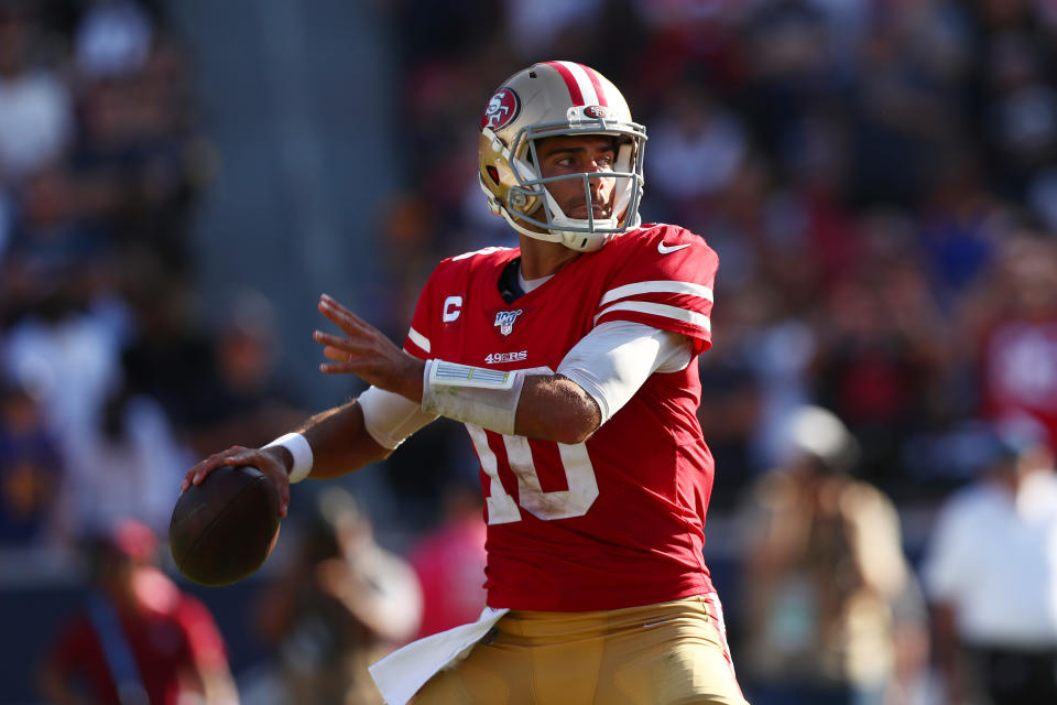 The Niners have some pieces to win a Super Bowl. Is Jimmy Garoppolo one of them? (Getty Images)