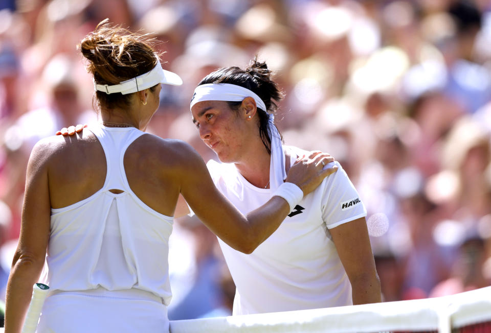 Ons Jabeur (rechts) und Tatjana Maria. (Bild: Steven Paston/PA Images via Getty Images)