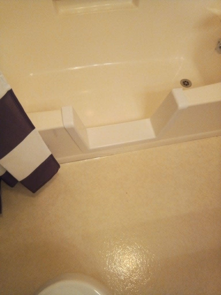 The Vogels' Step Thru Shower tub kit is trimmable to a custom fit.