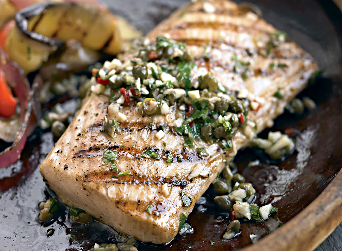 Grilled mahi mahi with salsa verde